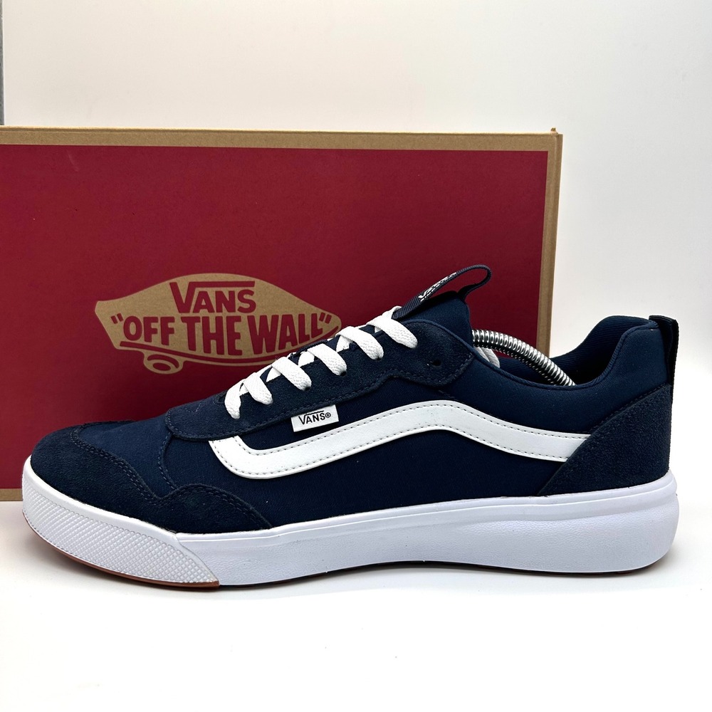 Vans Range Exp Shoes Mens 13 Navy White Suede Canvas Low Top Skater Sneakers